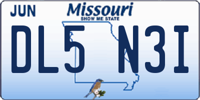 MO license plate DL5N3I