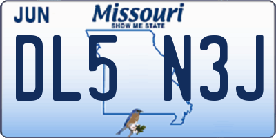 MO license plate DL5N3J