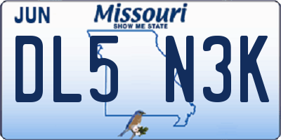 MO license plate DL5N3K