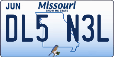 MO license plate DL5N3L