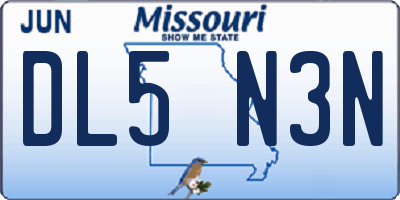 MO license plate DL5N3N