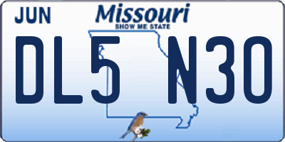 MO license plate DL5N3O