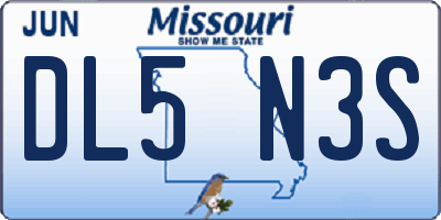 MO license plate DL5N3S