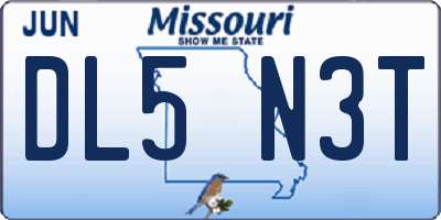 MO license plate DL5N3T