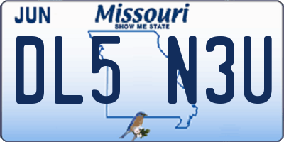 MO license plate DL5N3U
