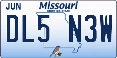 MO license plate DL5N3W