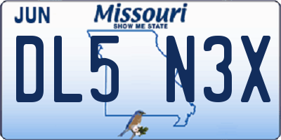 MO license plate DL5N3X