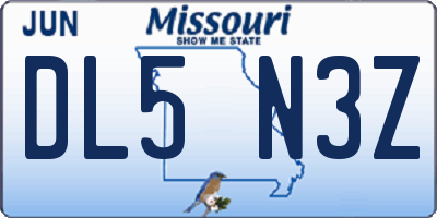 MO license plate DL5N3Z