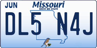 MO license plate DL5N4J