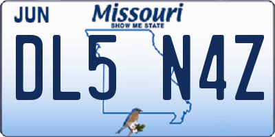 MO license plate DL5N4Z