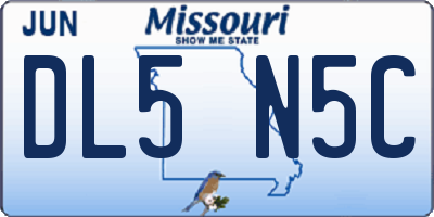 MO license plate DL5N5C