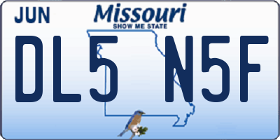 MO license plate DL5N5F