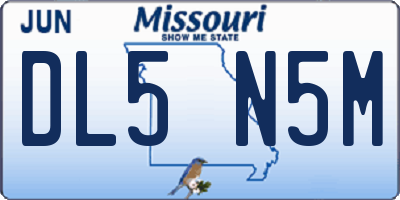MO license plate DL5N5M