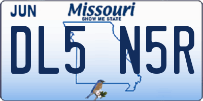 MO license plate DL5N5R