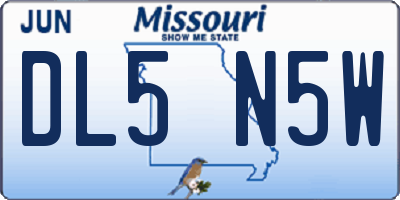 MO license plate DL5N5W