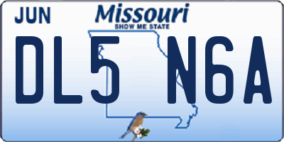 MO license plate DL5N6A