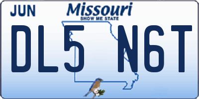 MO license plate DL5N6T