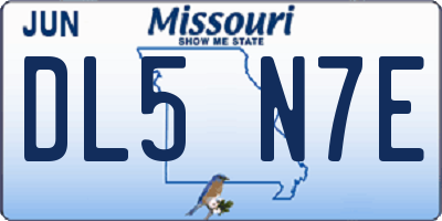 MO license plate DL5N7E