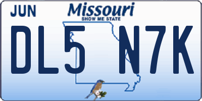 MO license plate DL5N7K