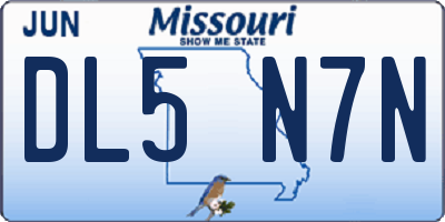 MO license plate DL5N7N