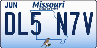 MO license plate DL5N7V