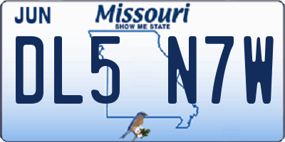 MO license plate DL5N7W