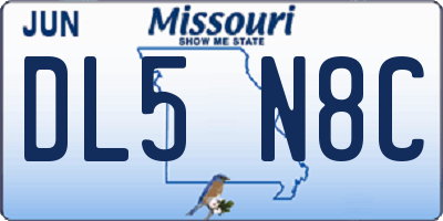 MO license plate DL5N8C