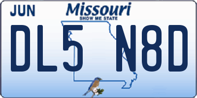 MO license plate DL5N8D