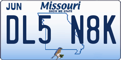MO license plate DL5N8K
