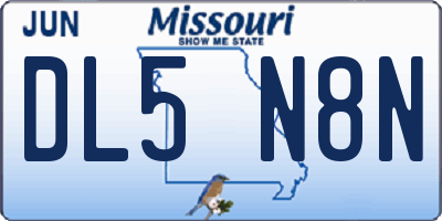 MO license plate DL5N8N
