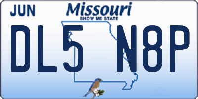 MO license plate DL5N8P