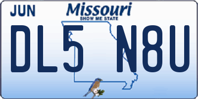 MO license plate DL5N8U