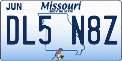 MO license plate DL5N8Z