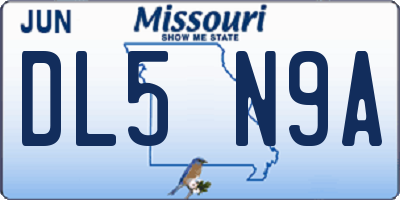 MO license plate DL5N9A