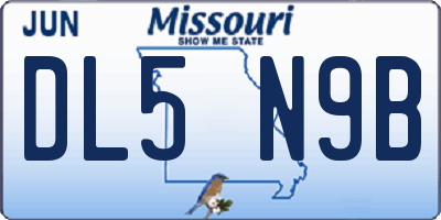 MO license plate DL5N9B