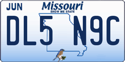 MO license plate DL5N9C