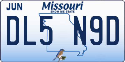 MO license plate DL5N9D