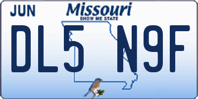 MO license plate DL5N9F