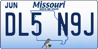 MO license plate DL5N9J