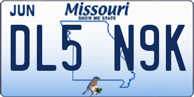 MO license plate DL5N9K