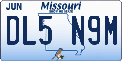 MO license plate DL5N9M
