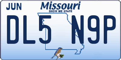 MO license plate DL5N9P
