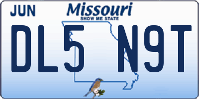 MO license plate DL5N9T