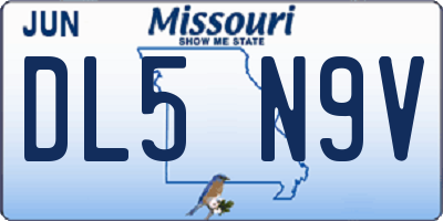 MO license plate DL5N9V