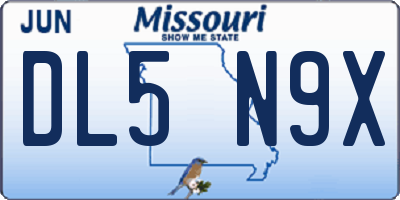 MO license plate DL5N9X