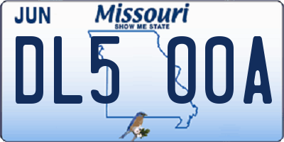MO license plate DL5O0A