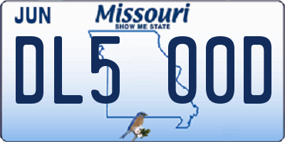 MO license plate DL5O0D
