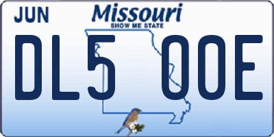 MO license plate DL5O0E