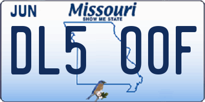 MO license plate DL5O0F
