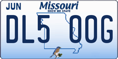 MO license plate DL5O0G